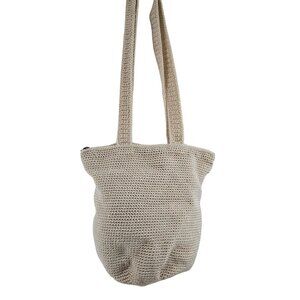 The Sak Should Bag Womens Crochet Beige Zipper Closure Inner Outer Pockets
